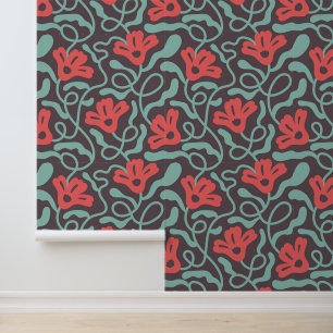 Retro Abstract Floral Mid Century Wallpaper