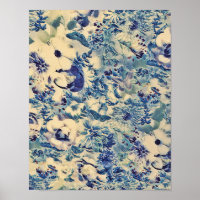 Retro Abstract Flowers Butterfly Artwork Garden
