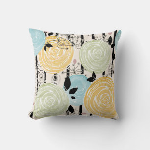 Retro, abstract flowers cushion