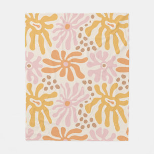 Retro abstract flowers fleece blanket