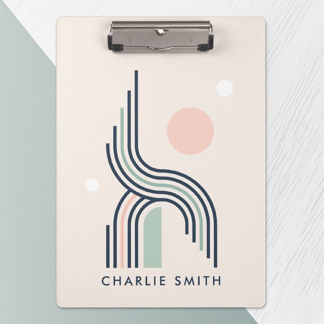 Retro abstract geometric art lines arches circles clipboard (Creator Uploaded)