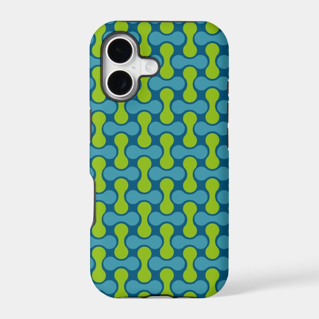 Retro Abstract Geometric Pattern in Blue and Green (Back)
