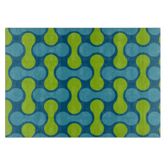 Retro Abstract Geometric Pattern in Blue and Green Cutting Board