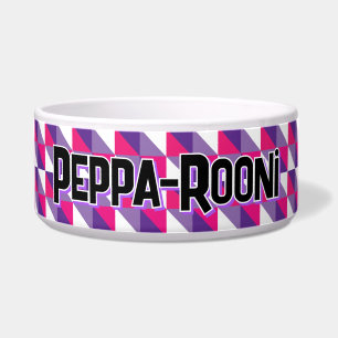 Retro Abstract Geometric Pink Purple & White Name