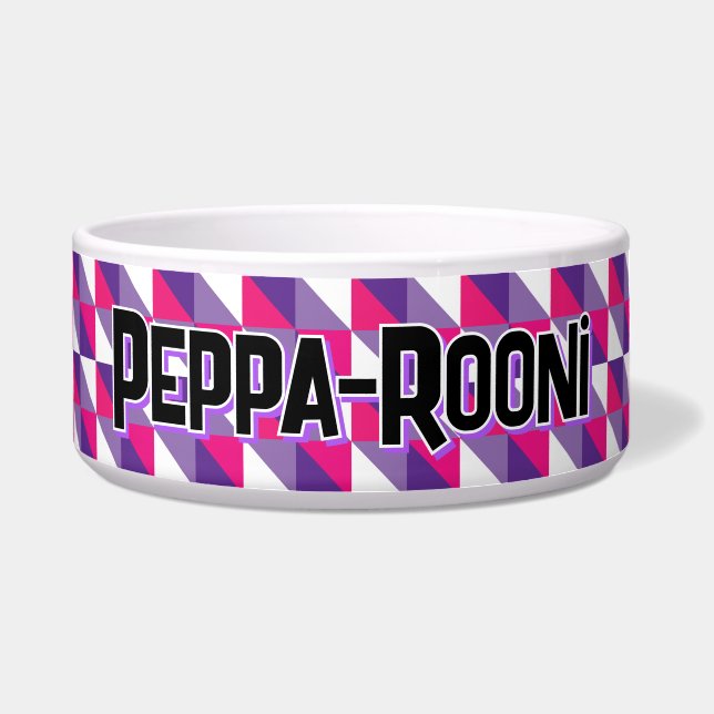 Retro Abstract Geometric Pink Purple & White Name (Front)