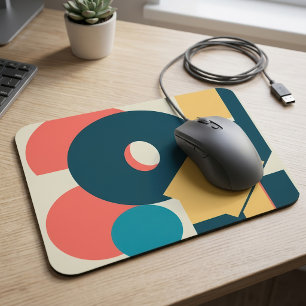 Retro Abstract Geometric Risograph Art Design Mouse Mat