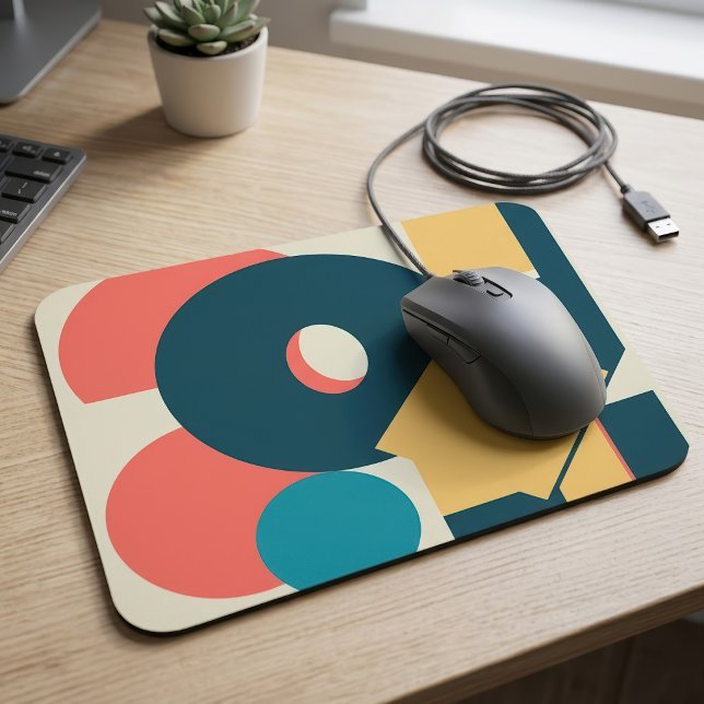 Retro Abstract Geometric Risograph Art Design Mouse Mat (Retro Abstract Geometric Risograph Art Design. Mouse Pad)