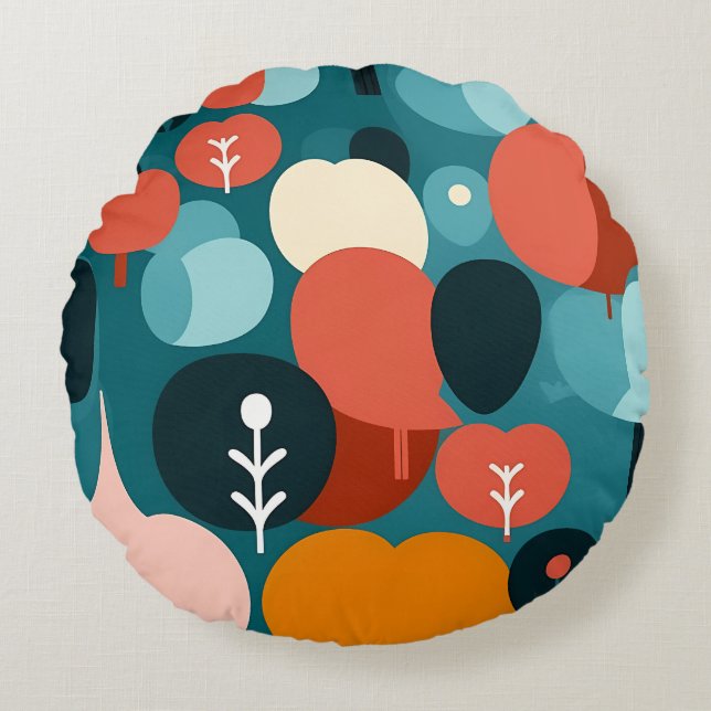 Retro Abstract Geometric Throw Pillow (Front)