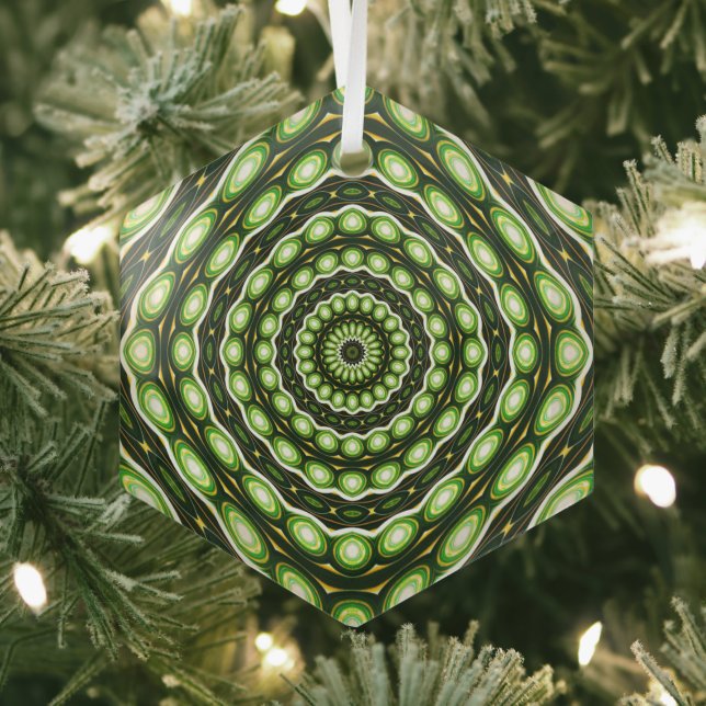 Retro Abstract Green Pattern Glass Tree Decoration (Insitu)