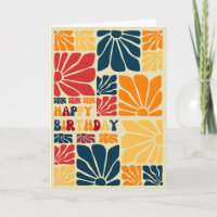 Retro Abstract Groovy Flower Blossom Birthday