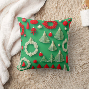 Retro Abstract Happy Holidays Christmas  Cushion