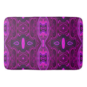 Retro Abstract Hot Pink and Magenta Pattern Bath Mat