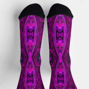 Retro Abstract Hot Pink and Magenta Pattern Socks