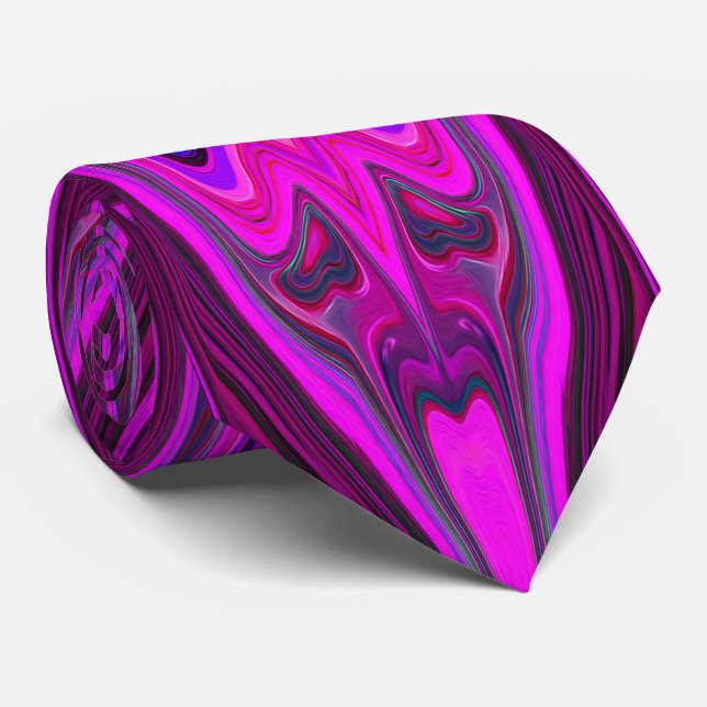 Retro Abstract Hot Pink and Magenta Pattern Tie (Rolled)