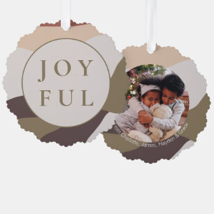 Retro Abstract Joyful Christmas Personalised Photo Tree Decoration Card