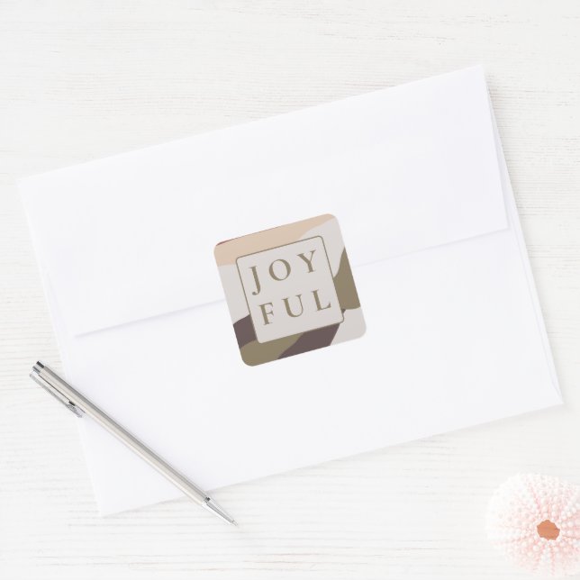 Retro Abstract Joyful Christmas Square Sticker (Envelope)
