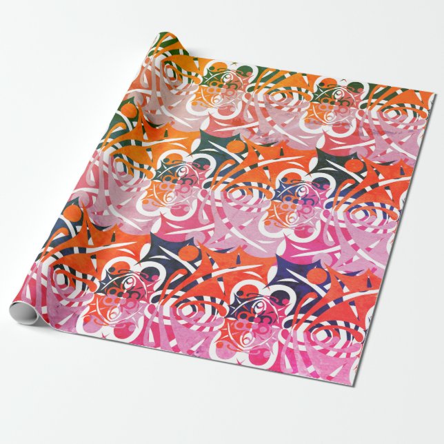 Retro Abstract LEAF Pattern  Wrapping Paper (Unrolled)