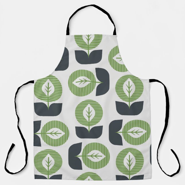 Retro Abstract Leaves: Seamless Vintage Style Apron (Front)