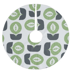 Retro Abstract Leaves: Seamless Vintage Style Brushed Polyester Tree Skirt