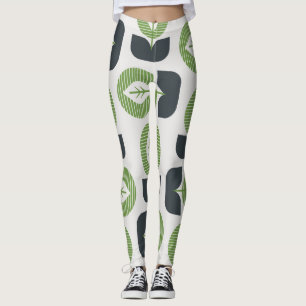 Retro Abstract Leaves: Seamless Vintage Style Leggings