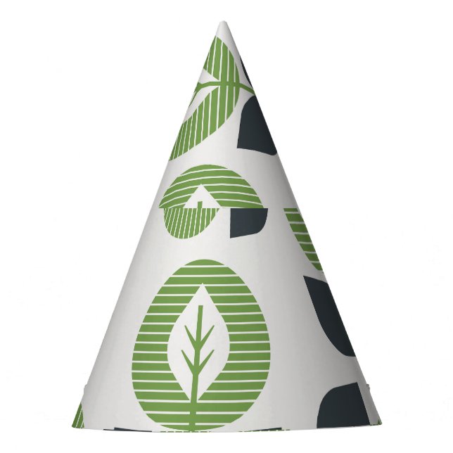 Retro Abstract Leaves: Seamless Vintage Style Party Hat (Front)