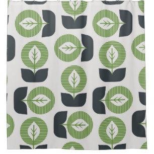 Retro Abstract Leaves: Seamless Vintage Style Shower Curtain