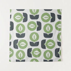 Retro Abstract Leaves: Seamless Vintage Style Tapestry