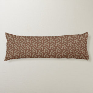 Retro Abstract Mid-Century Modern Pattern in Brown Body Cushion