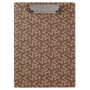 Retro Abstract Mid-Century Modern Pattern in Brown Clipboard