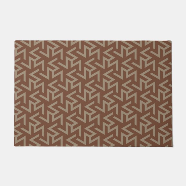 Retro Abstract Mid-Century Modern Pattern in Brown Doormat (Front)