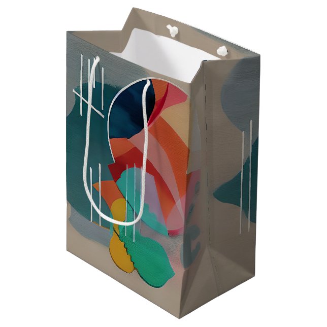 Retro abstract minimalist art  medium gift bag (Front Angled)