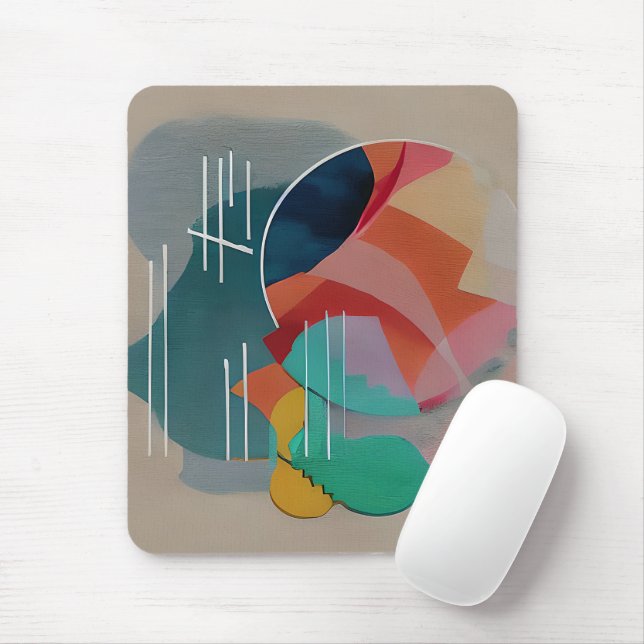 Retro abstract minimalist art  mouse mat (With Mouse)