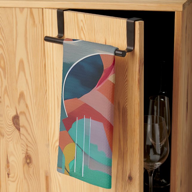 Retro abstract minimalist art  tea towel (Thirds Fold)