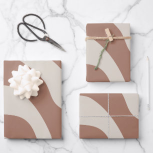 Retro Abstract Mocha Mousse 01 Wrapping Paper Sheet