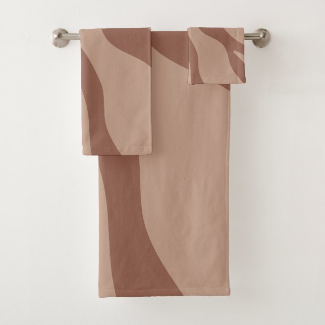 Retro Abstract Mocha Mousse 02 Bath Towel Set (Insitu)