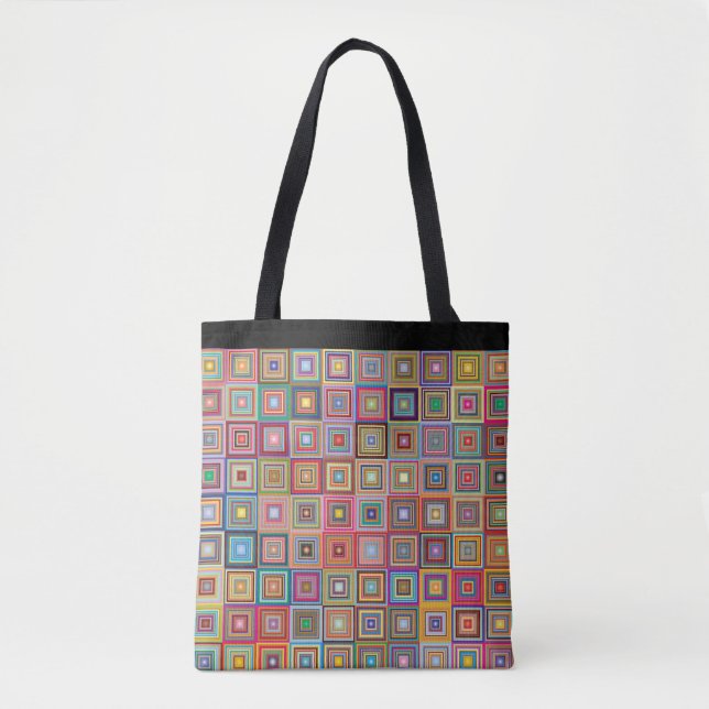 Retro abstract multicolored squares tote bag (Front)