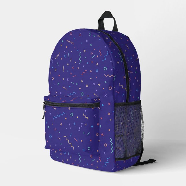 Retro Abstract Neon Pattern Printed Backpack (Back Corner Right)