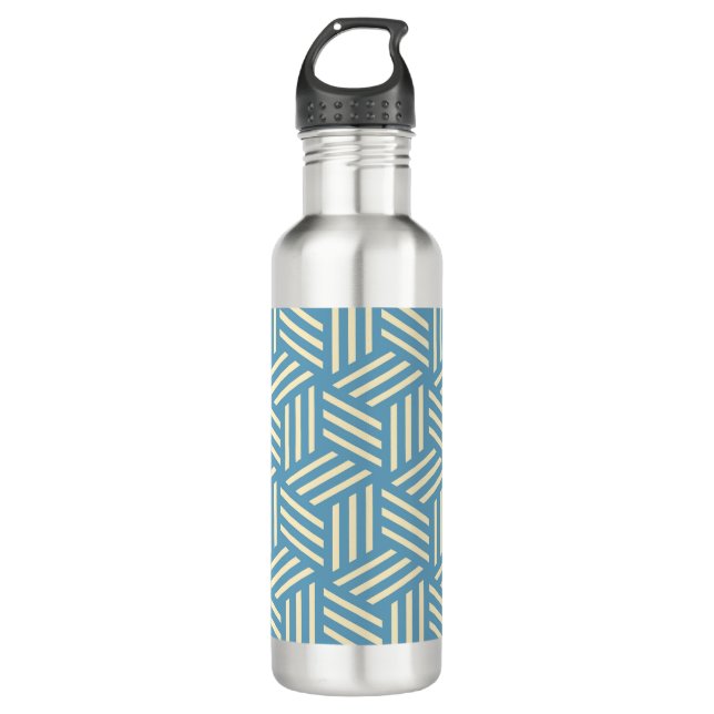 Retro Abstract Optical Illusion Cubes Pattern Blue 710 Ml Water Bottle (Front)