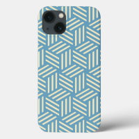 Retro Abstract Optical Illusion Cubes Pattern Blue