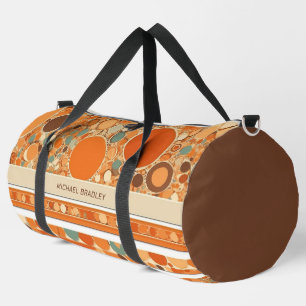 Retro Abstract Orange Circle Pattern Personalised Duffle Bag