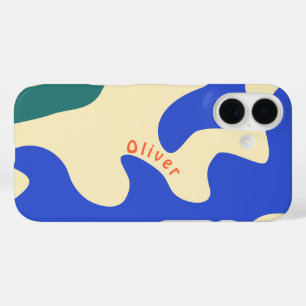 Retro Abstract Organic Shaped Personalised Name iPhone 16 Case