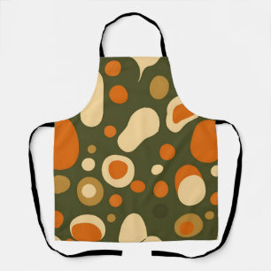 Retro Abstract Organic Shapes Pattern Apron