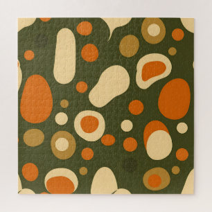 Retro Abstract Organic Shapes Pattern Jigsaw Puzzle