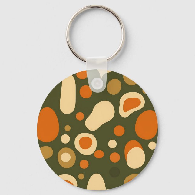Retro Abstract Organic Shapes Pattern Key Ring (Front)