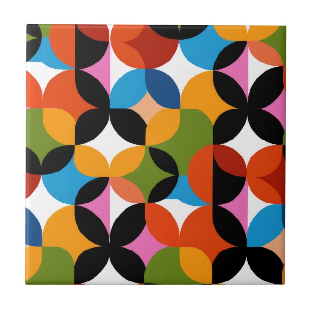 Retro Abstract Pattern Bold Mid Century Modern  Tile (Front)