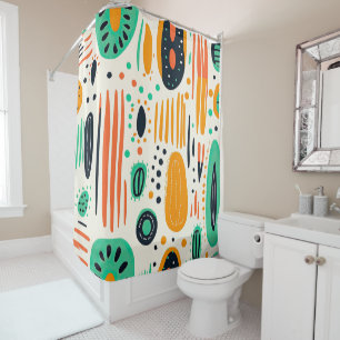 Retro Abstract Pattern Colourful BOHO Chic Shower Curtain