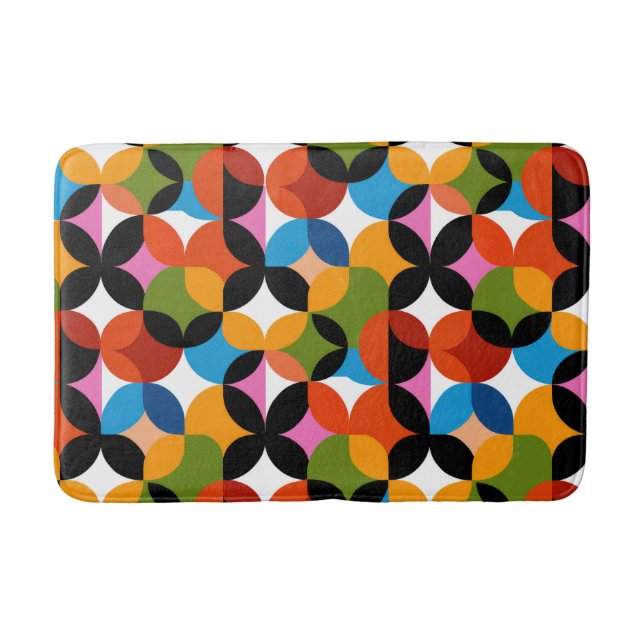 RETRO Abstract Pattern Colourful Mid Century Moder Bath Mat (Front)