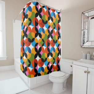 RETRO Abstract Pattern Colourful Mid Century Moder Shower Curtain