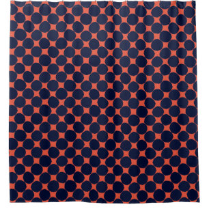 Retro Abstract Pattern Dots Black and orange Shower Curtain