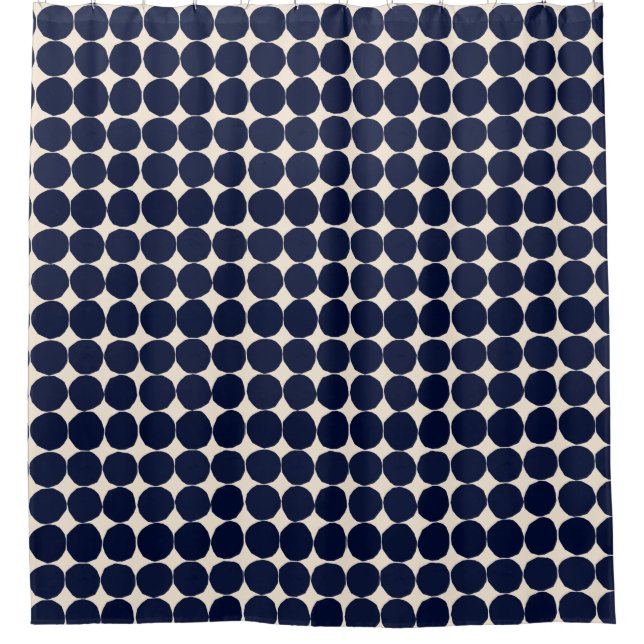 Retro Abstract Pattern Dots Black and White Shower Curtain (Front)